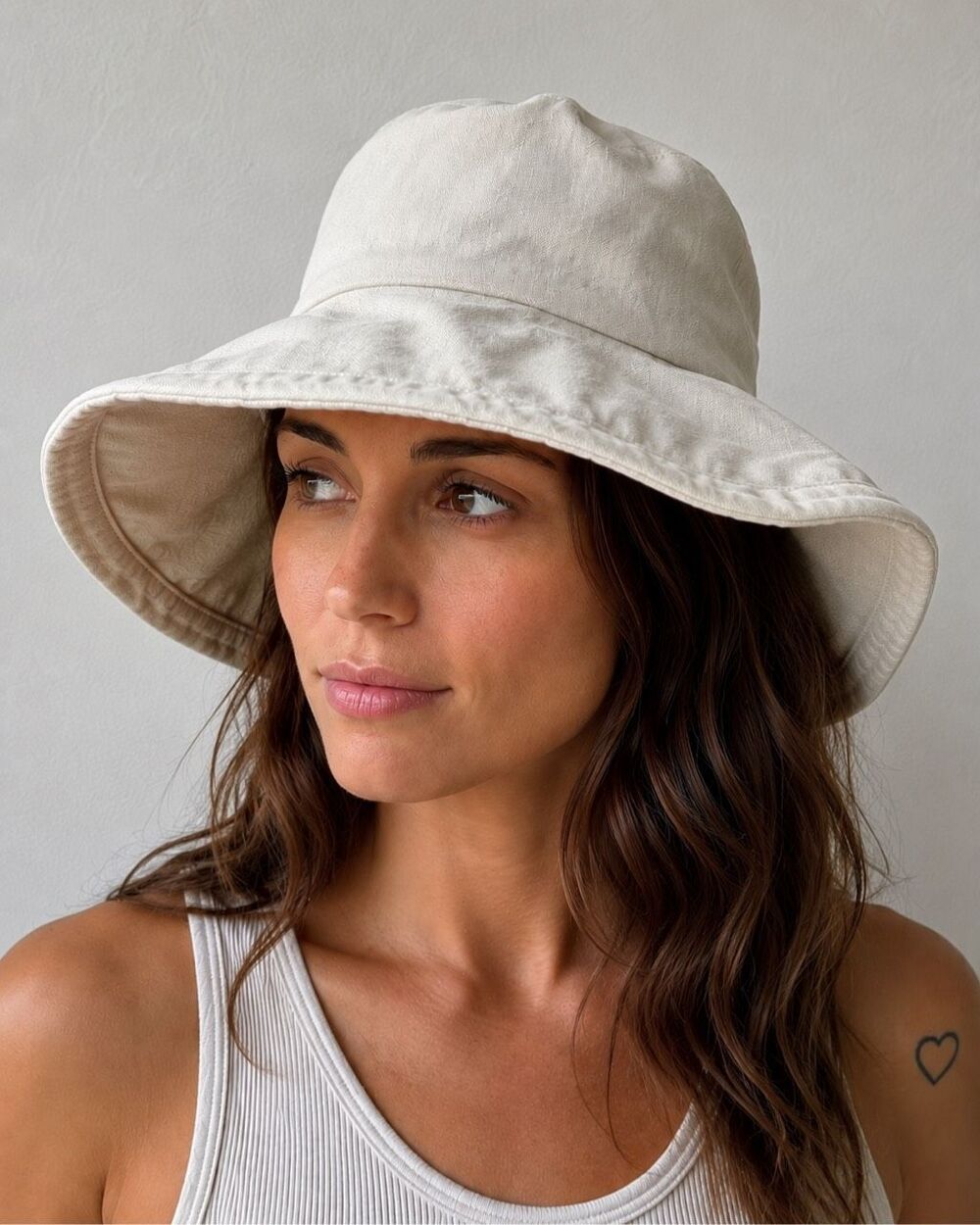 Vintage Bucket Hat One Size / M Adult Cotton Linen Blend Neutral Sun Hat